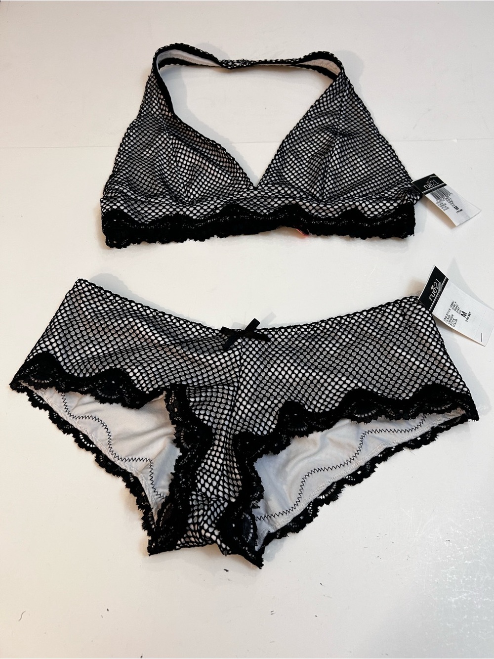 Rue21 Black Fishnet Lace Bralette & Boyshort Set